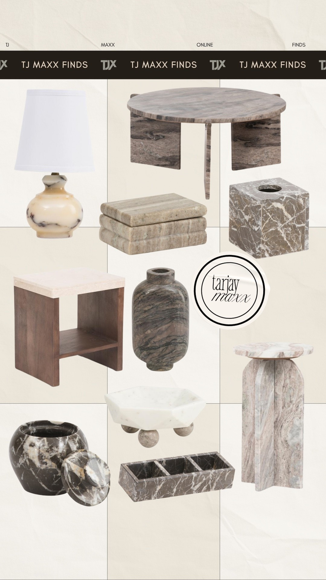 @tjmaxx online marble finds have been SO good lately 🤎 all of these pieces look way more expensive than they are. The marble accessories mixed with the wood tones are giving organic modern and luxury home decor vibes without spending a fortune. I’m especially obsessed with the side tables and marble storage pieces for a summer home refresh. wedding guest dress summer, summer outfits, summer dresses, country concert outfits, date night outfits, graduation guest outfits, plus size fashion, vacation outfits beach, memorial day outfit, work outfits, tj maxx home finds, organic modern decor, marble decor, neutral home decor, luxury home finds, designer inspired decor, home styling finds

#LTKSeasonal #LTKHome