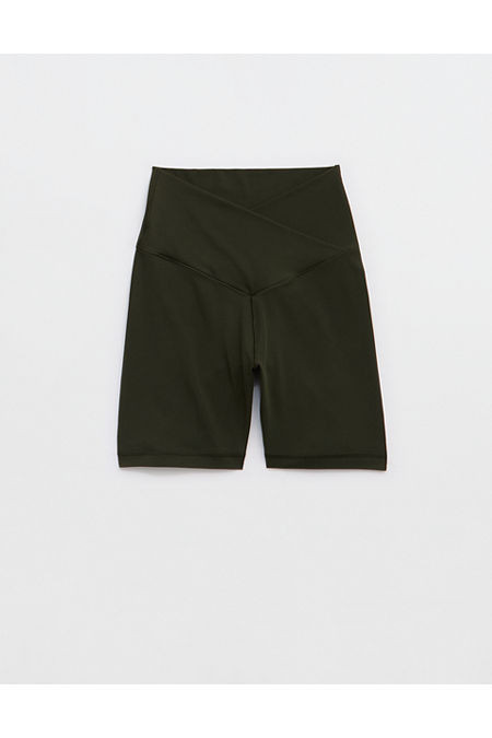 OFFLINE By Aerie Real Me Crossover High Waisted 5" Bike Short Women's Olive Petal XXS | Aerie
