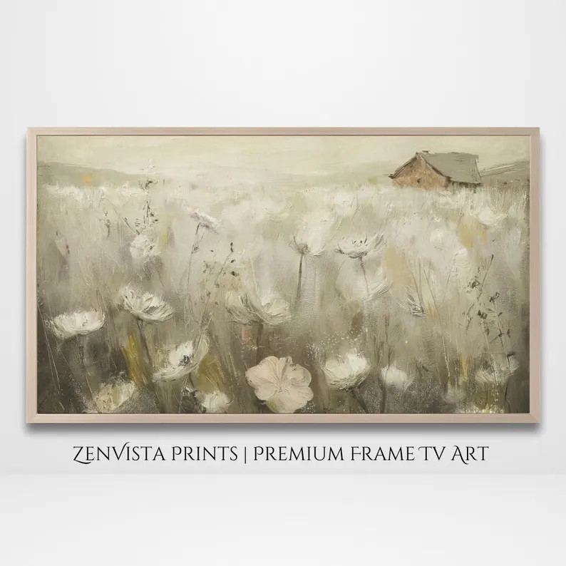 Vintage Frame Tv Art Flower Landscape | Muted Tv Art | Farmhouse Country Frame Tv Art Painting | ... | Etsy (US)