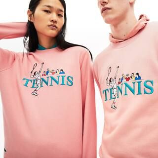 Lacoste Unisex Live Embroidered Tennis Sweatshirt : Pink / White | Lacoste (US)
