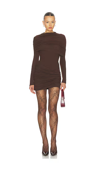 Lior Draped Mini Dress in Brown | Revolve Clothing (Global)