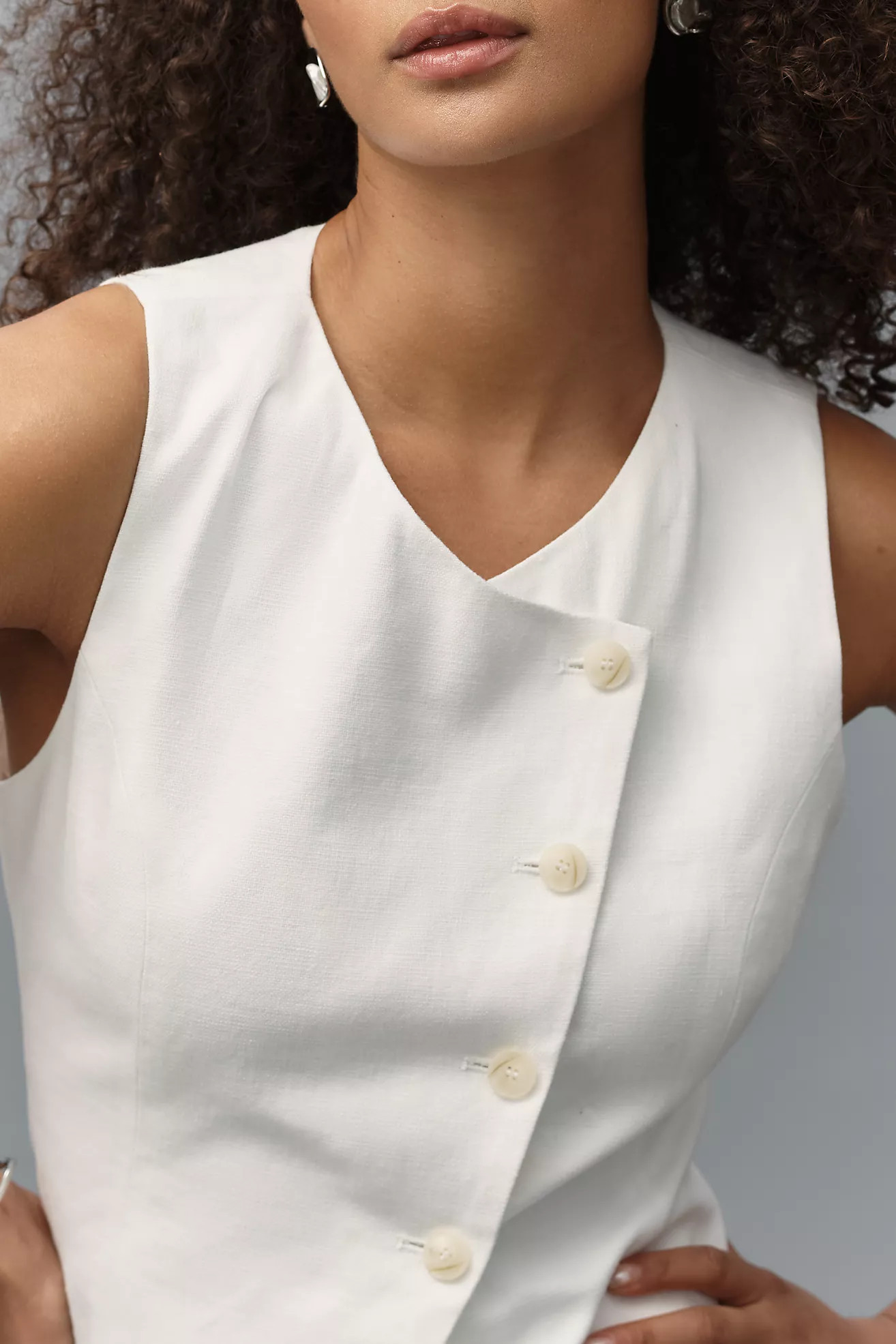 ASTR The Label Sonja Linen Blend Asymmetrical Vest | Anthropologie (US)