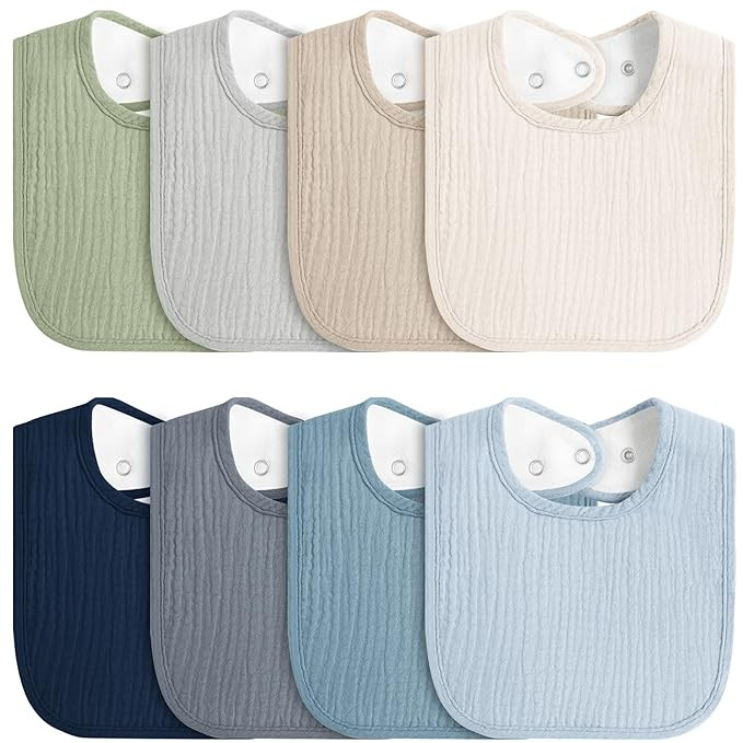 8-Pack Baby Muslin Bibs, Soft Cotton Drool Bibs for Boys Girls, Adjustable and Absorbent Newborn ... | Amazon (US)