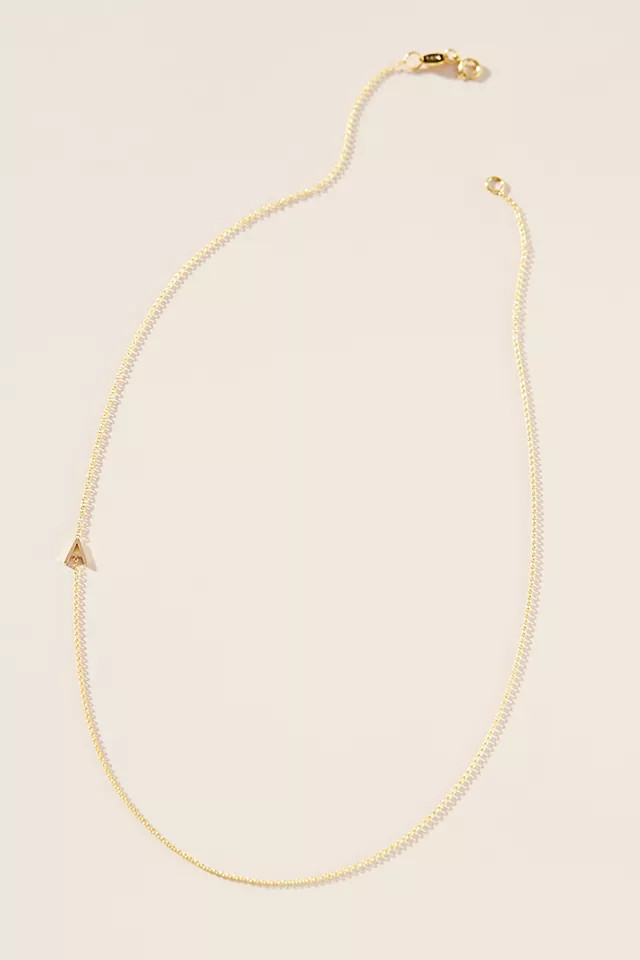 Maya Brenner 14k Gold Asymmetrical Monogram Necklace | Anthropologie (US)