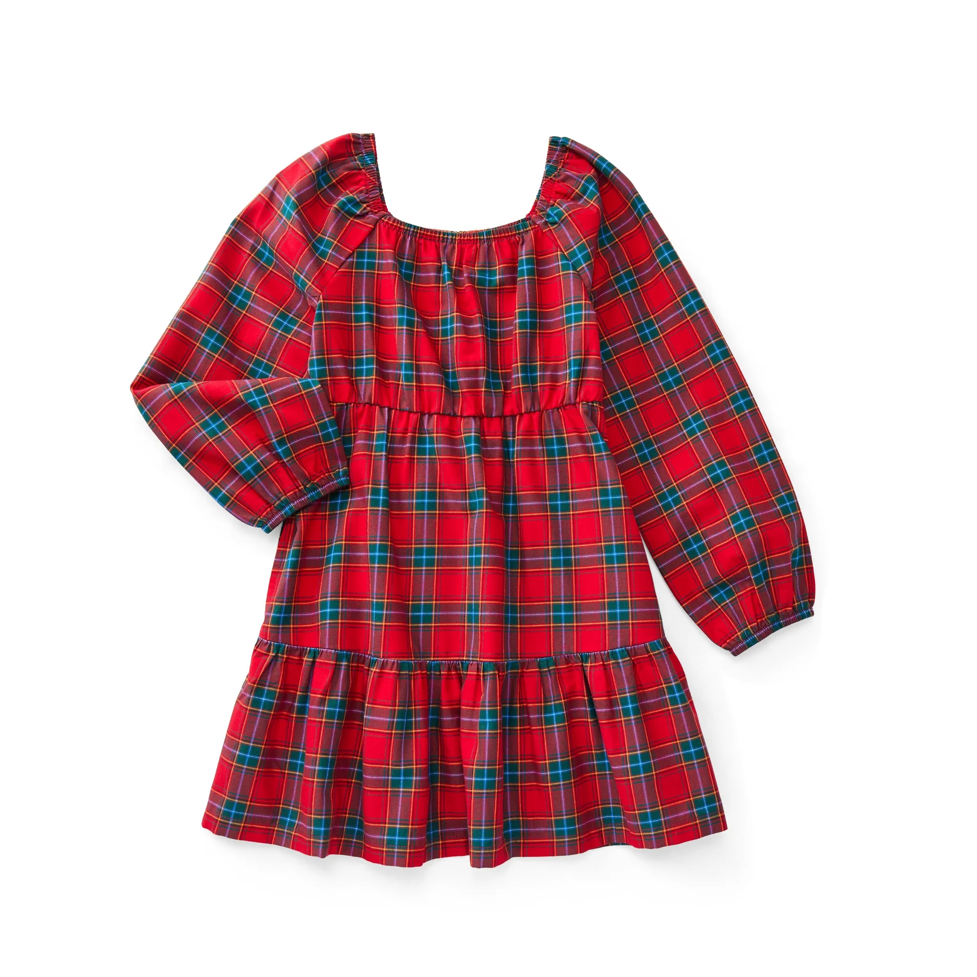 Wonder Nation Girls Tiered Dress with Long Sleeves, Sizes 4-18 & Plus - Walmart.com | Walmart (US)