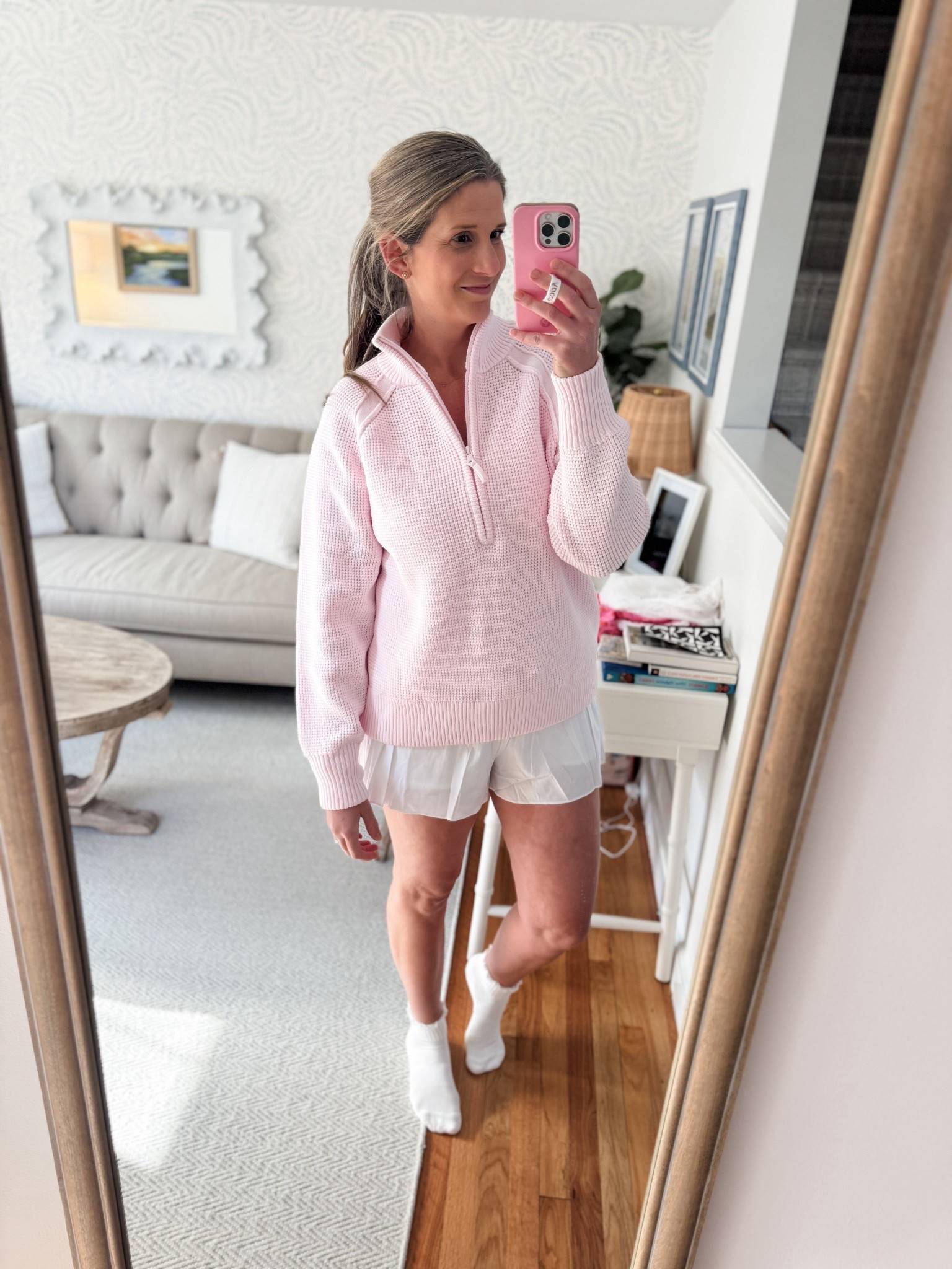 obsessed with this pullover 🩷 and it’s currently on sale! these shorts are on sale for $10! 

#LTKmomlife #LTKActive #LTKSpringSale
