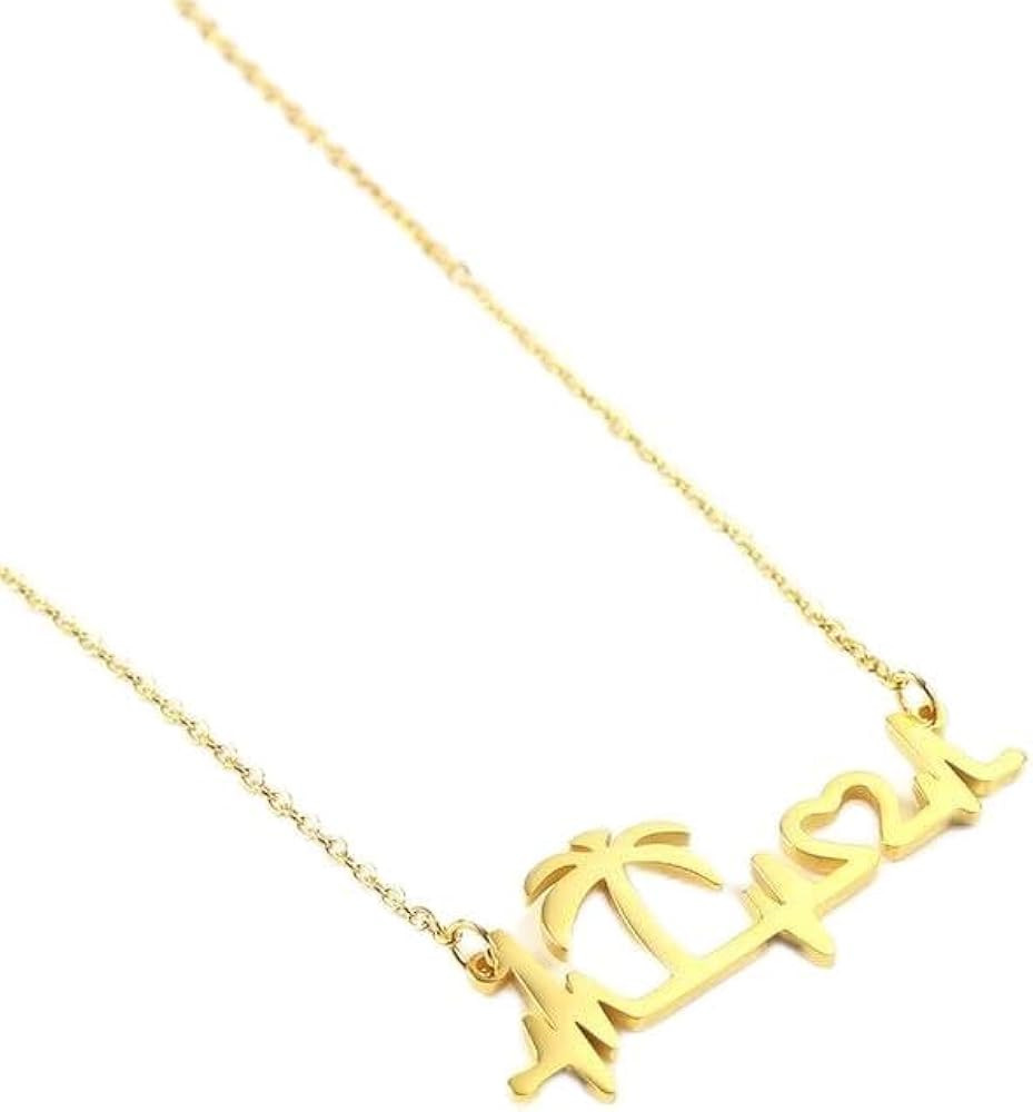 Palm Coconut Electrocardiogram Necklaces Heartbeat Love Heart Pendant Necklace Tropical Summer | Amazon (US)