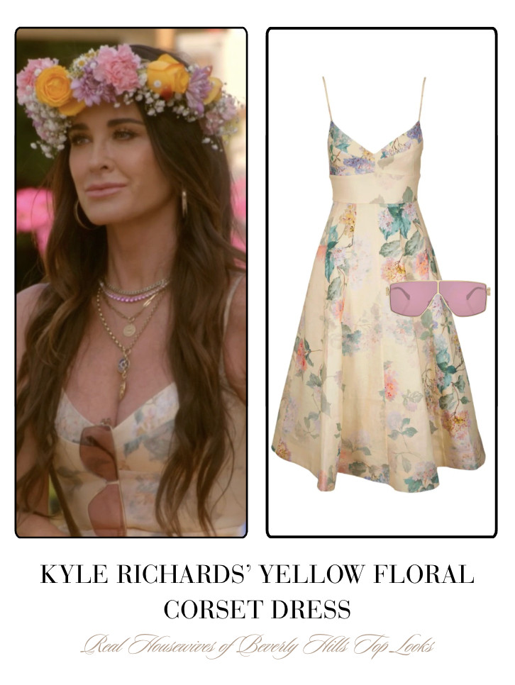 Kyle Richards' Yellow Floral Corset Dress 

 