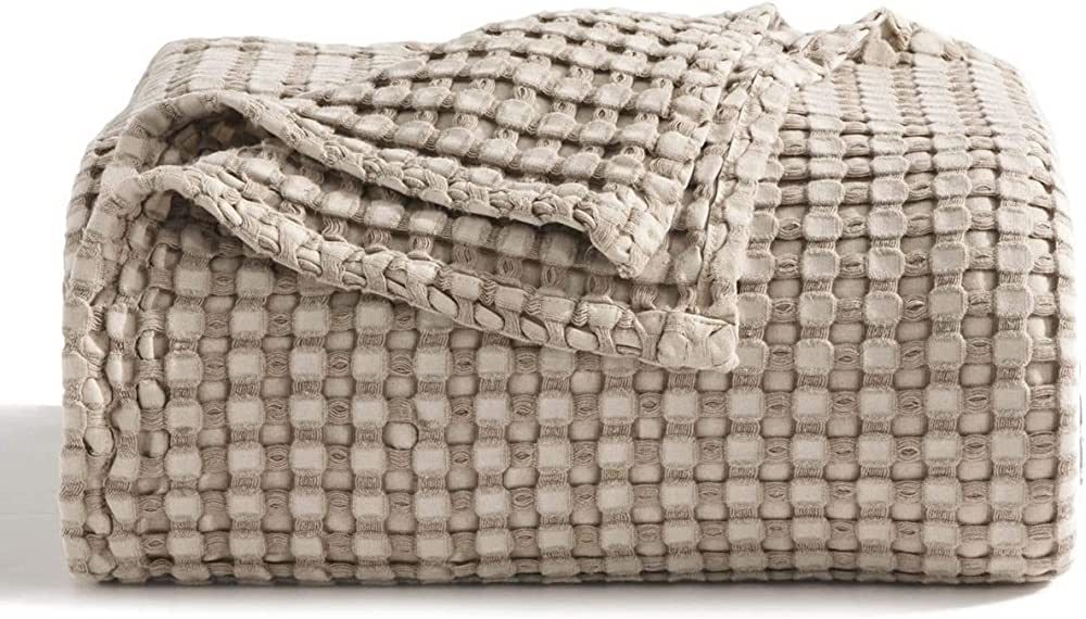 BEDSURE Cooling Bamboo Waffle Weave Blanket - Soft, Lightweight and Breathable Throw Blankets for... | Amazon (US)