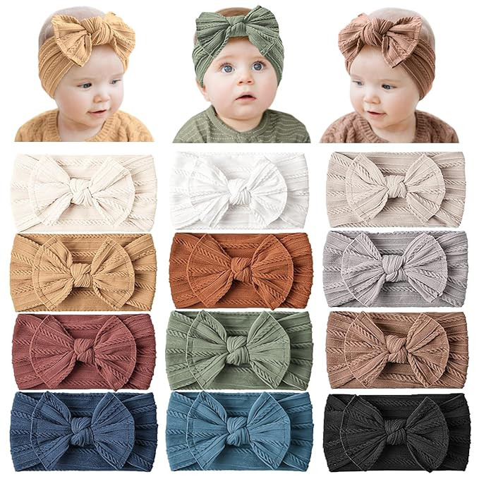 Prohouse 12 Pack Baby Nylon Headbands Hairbands Hair Bow Elastics Handmade Hair Accessories for B... | Amazon (US)
