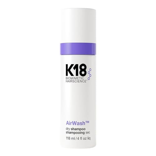 K18 AirWash Non Aerosol Dry Shampoo Spray - Odor Eliminating Dry Shampoo for Women with No White Cast - Fresh Hair + Scalp for 3 Days - Absorbs Oil + Sweat Without Heavy Fragrances (4 Fl oz) | Amazon (US)