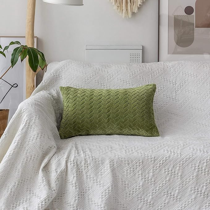 UGASA Lumbar Throw Pillow Cover, Cable Knit Accent Cushion Case, Decorative Cushion Pillowcases, ... | Amazon (US)