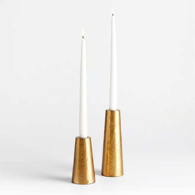 Cape Coast Hammered Brass Taper Candle Holders, Set of 2 by Eric Adjepong + Reviews | Crate & Bar... | Crate & Barrel