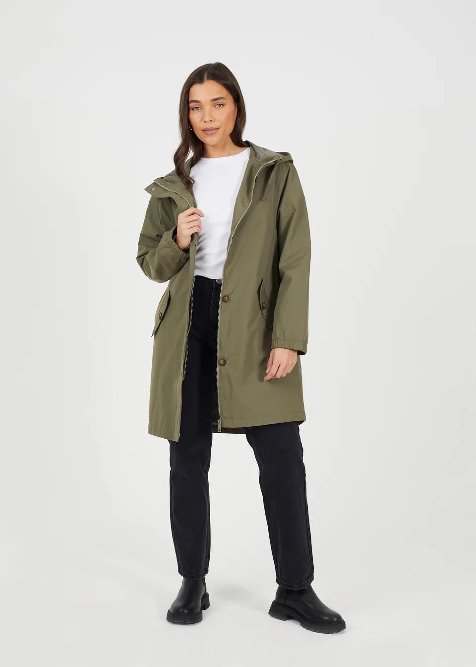 Brave Soul Khaki Lightweight Parka Style Hooded Jacket | Matalan (UK)