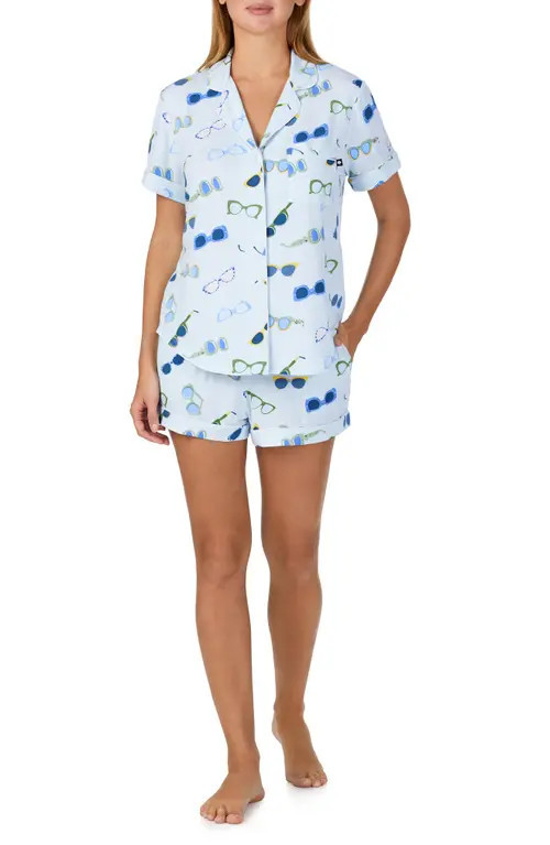 Kate Spade New York print short pajamas in Blue Grid at Nordstrom, Size Large | Nordstrom