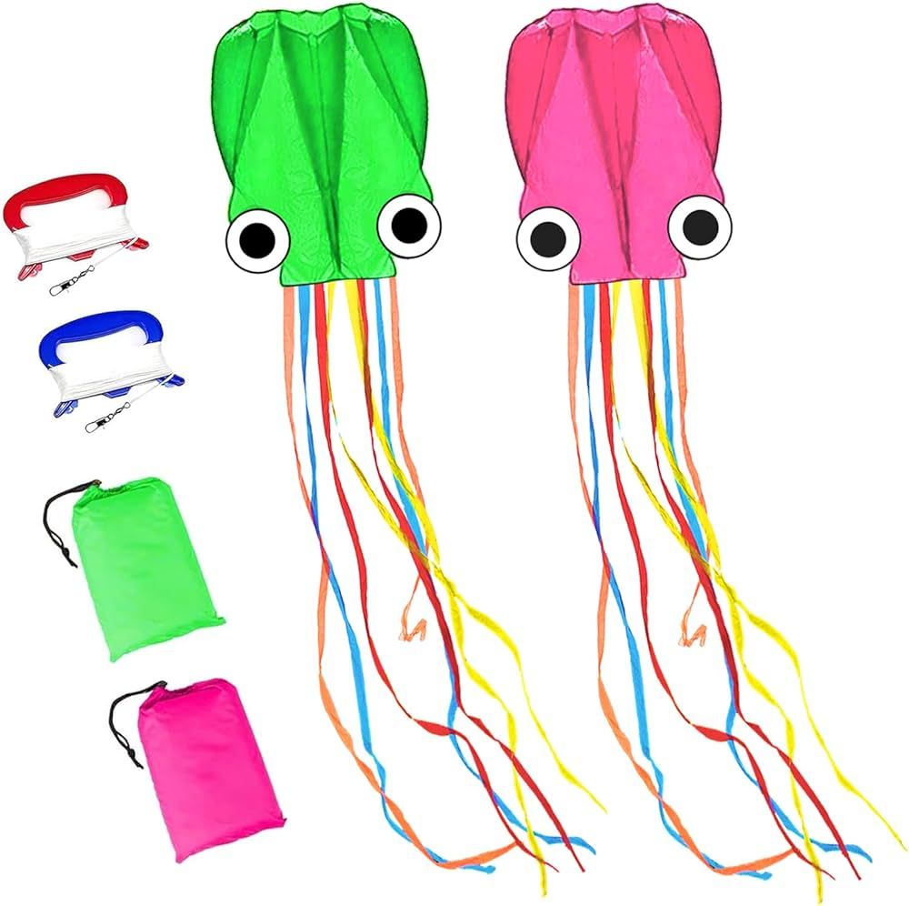 2 Pack Software Colorful Octopus Kite for Kids and Adults - Easy to Fly, 3D Kite with Long Tails.... | Amazon (US)