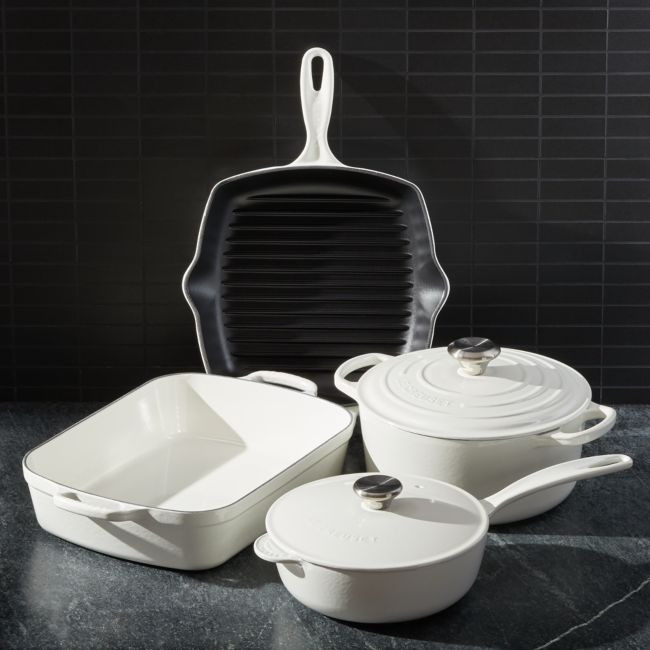 Le Creuset ® White 6-Piece Cast Iron Signature Set | Crate & Barrel