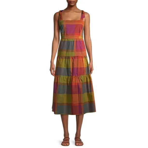 Time and Tru - Time and Tru Tie Shoulder Dress - Walmart.com | Walmart (US)