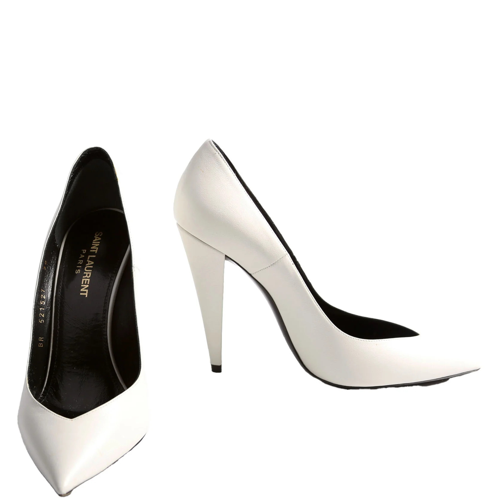 Pointed Toe Leather Pumps Size 38 White | Keeks Designer Handbags