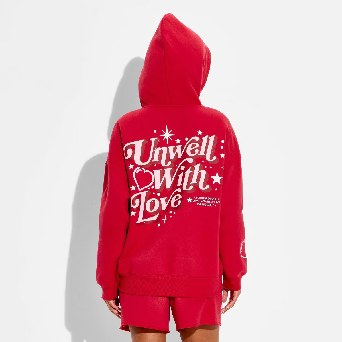 Women's Unwell With Love Graphic Hooded Pullover Sweatshirt - Red | Target