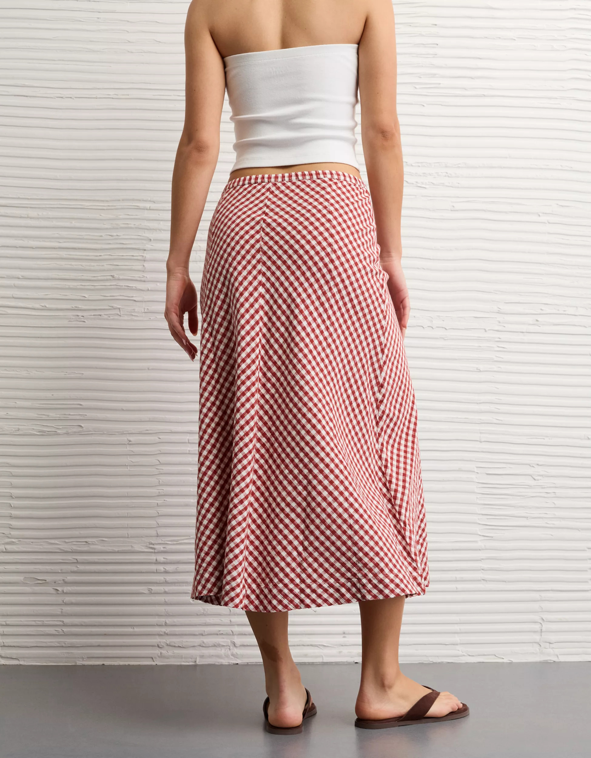 AE Linen-Blend Midi Skirt | American Eagle Outfitters (US & CA)