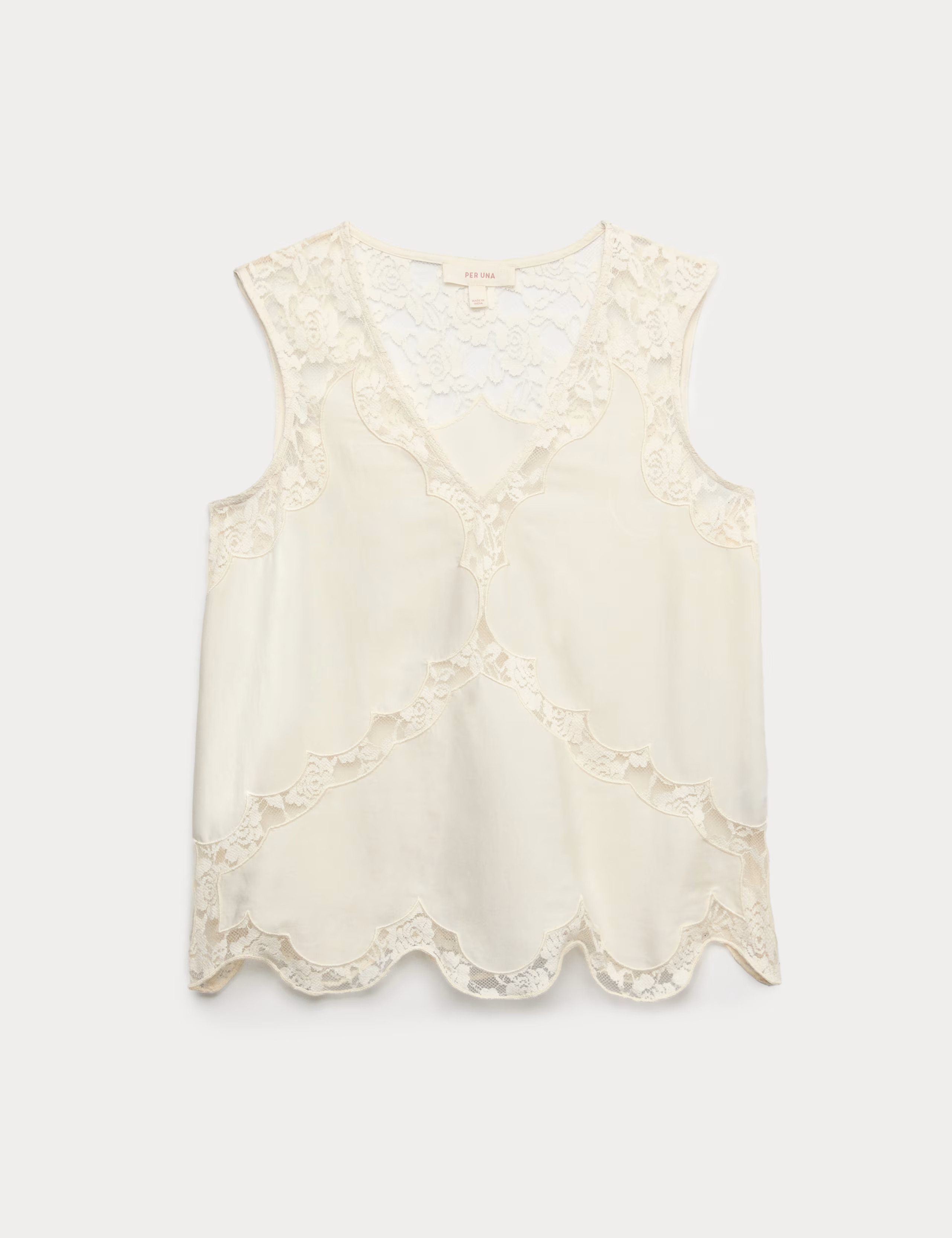 Satin Lace Scallop Trim Cami Top | Per Una | M&S | Marks & Spencer (UK)