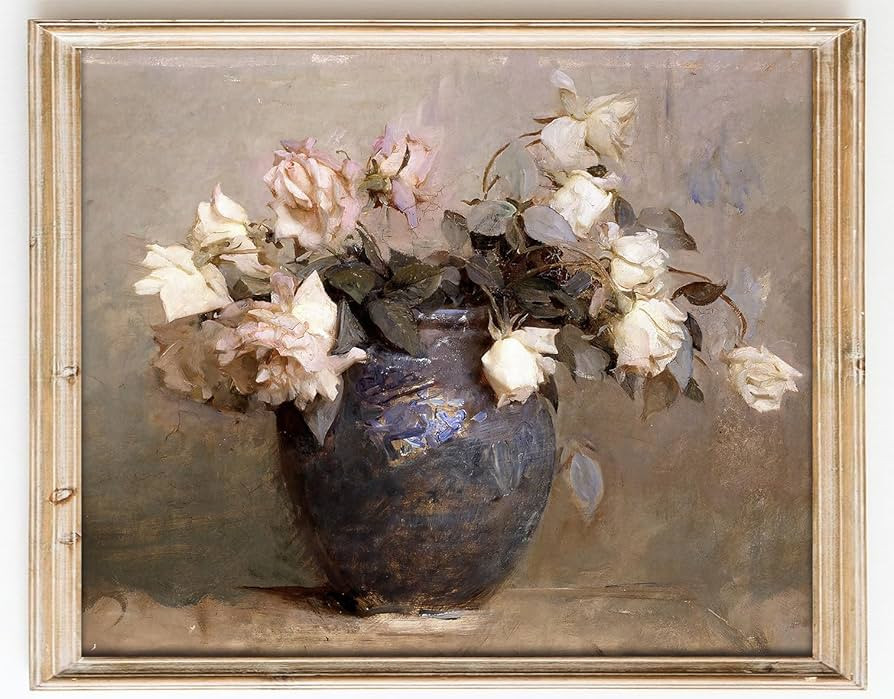 Kizbok Vintage Floral Wall Art, Vintage Wall Decor Retro Rustic Pink Rose Canvas Painting, Classi... | Amazon (CA)