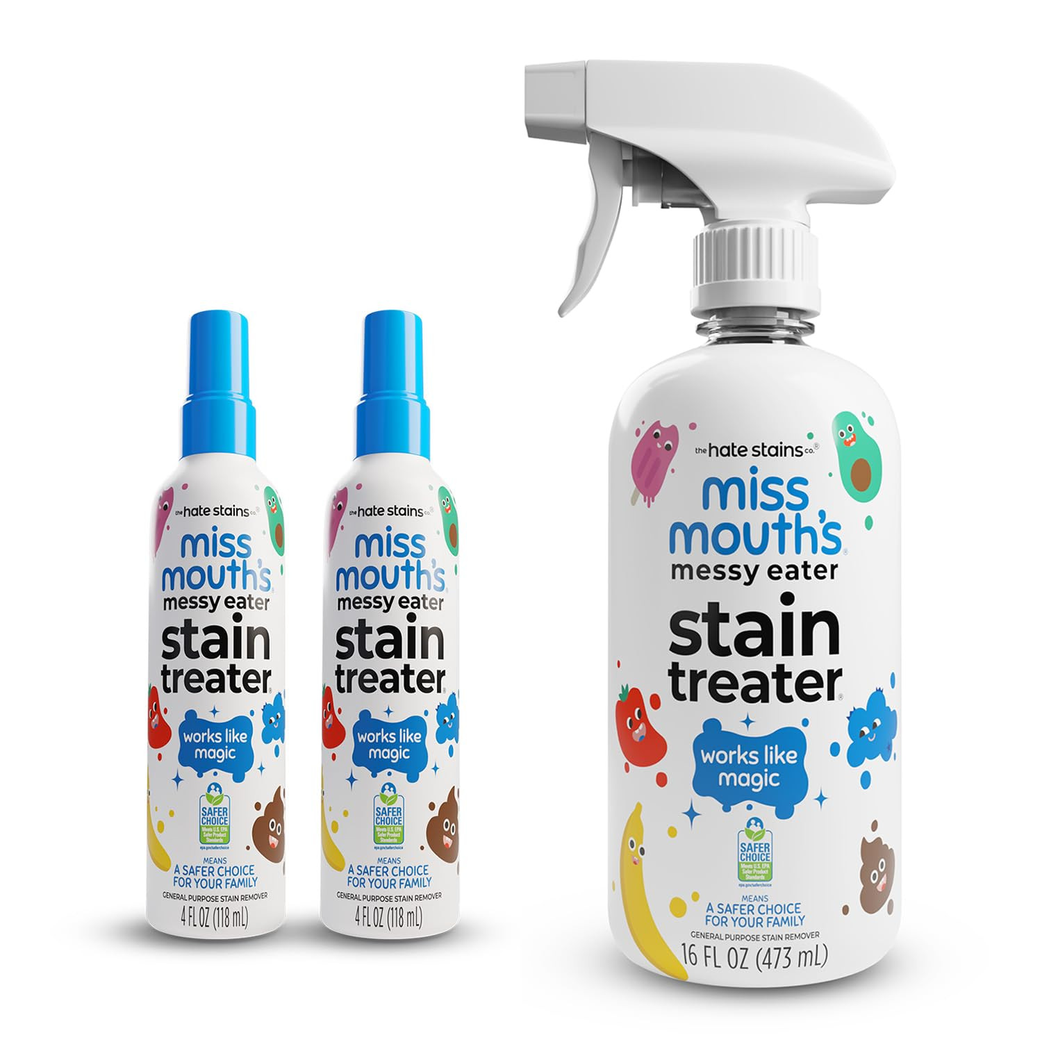 Miss Mouth's Messy Eater Stain Treater - 4oz 2-Pack & 16oz Spray Bottle - Laundry Spot Cleaner fo... | Amazon (US)