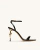 Alivia Gold Metal Heel Sandals - Black | JW PEI US