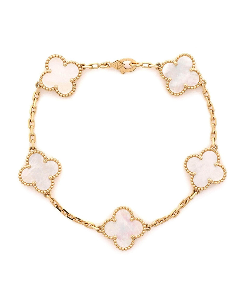 Pre-Owned Van Cleef & Arpels Vintage Alhambra 5 Motifs Bracelet 18K Gold and Mother of Pearl | Bloomingdale's (US)