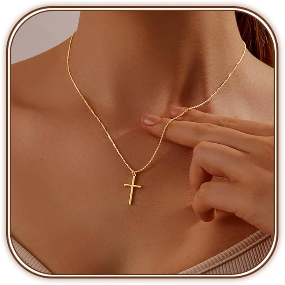 14K Gold Plated/Sterling Silver Cross Necklace for Women Dainty Tiny/Simple/Mini/Classic/Double C... | Amazon (US)