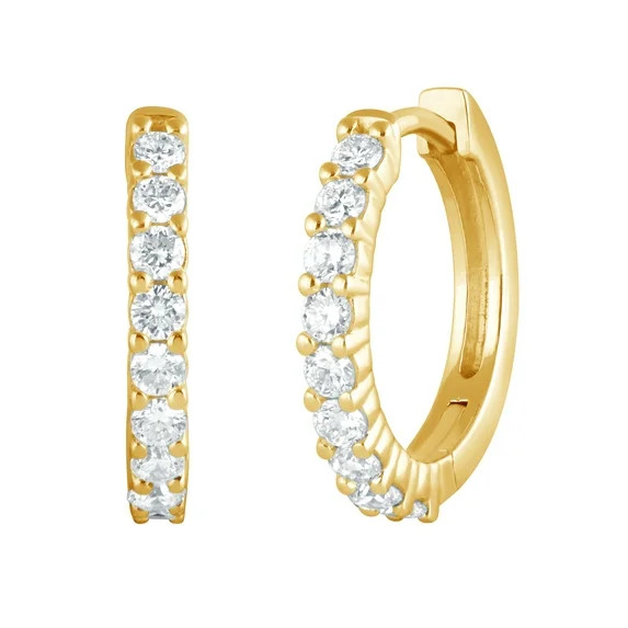 Unique Moments Women's 1/2 Ct. Round Lab Grown Diamond Huggie Earrings in Yellow Gold Plated Ster... | Walmart (US)