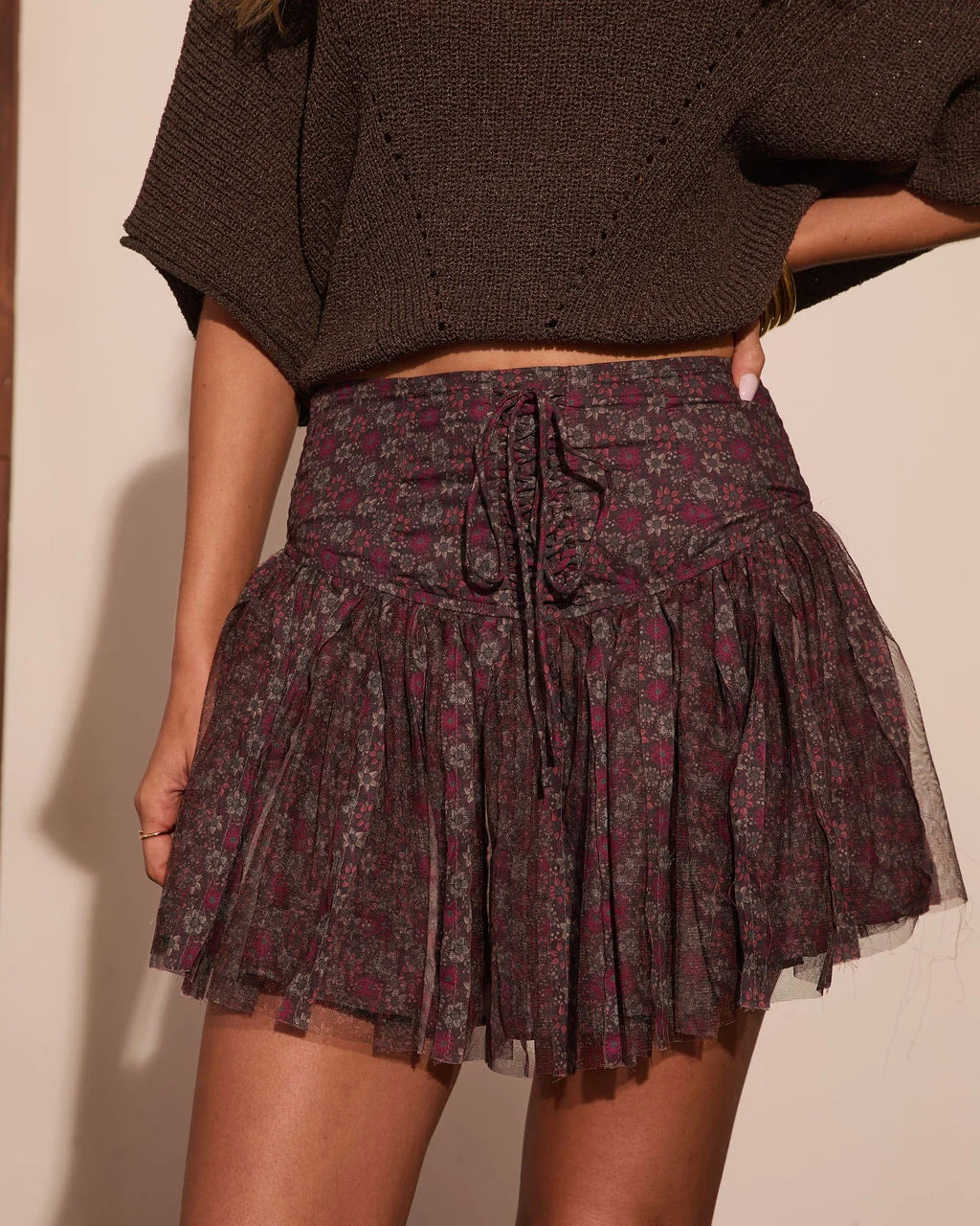 Between Mornings Pleated Floral Mini Skort | VICI