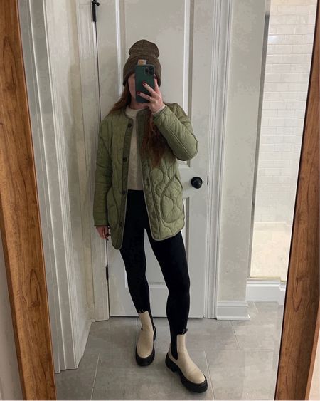 Winter errand outfit, winter outfit, winter basics, capsule wardrobe, lug sole boots, quilted jacket 

#LTKfindsunder100 #LTKSeasonal