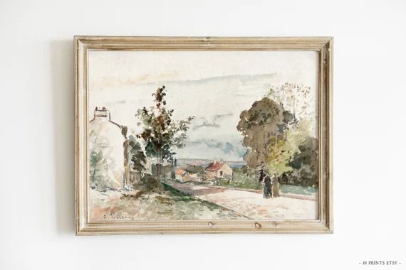 Vintage Landscape Painting | Vintage Oil Painting | Vintage Farmhouse Wall Decor | Country Art Pr... | Etsy (US)