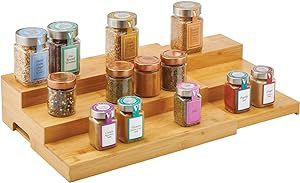 mDesign Bamboo Adjustable, Expandable Spice Rack Organizer with 3 Levels Storage for Kitchen Cabi... | Amazon (US)