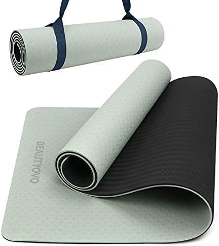 Yoga Mat with Strap, 1/3 Inch Extra Thick Yoga Mat Double-Sided Non Slip, Professional TPE Yoga M... | Amazon (US)