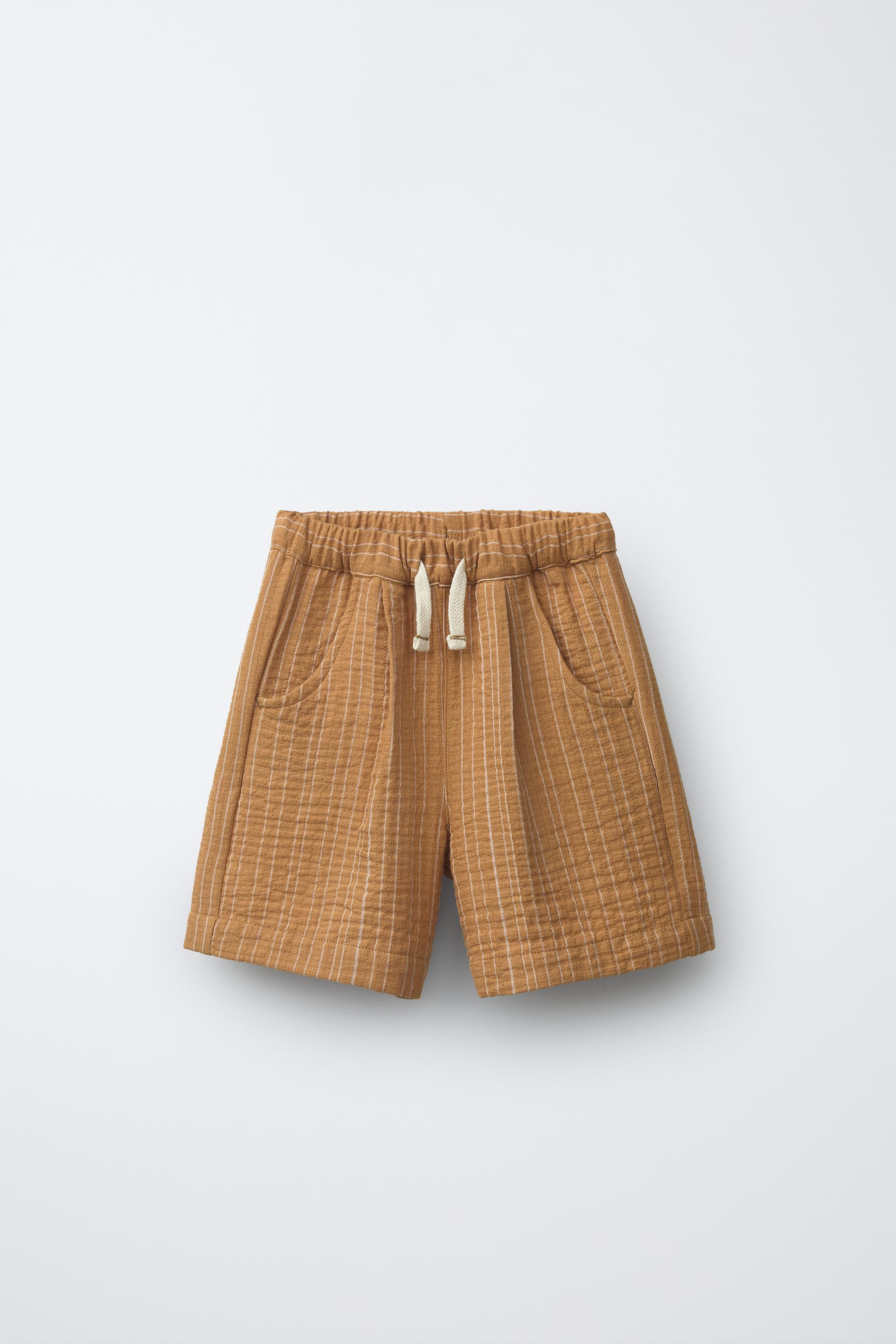 TEXTURED STRIPED SHORTS | Zara US