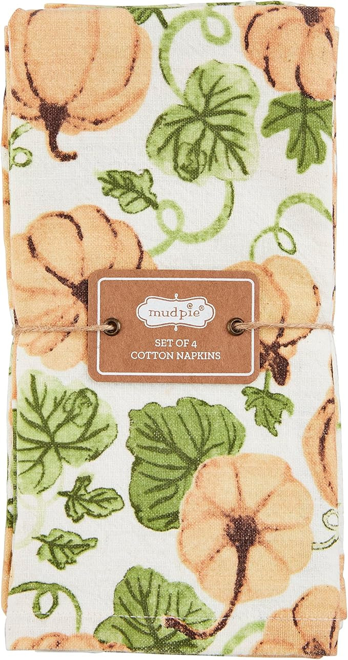 Mud Pie Pumpkin Dinner Napkin, 18" x 18", Orange | Amazon (US)