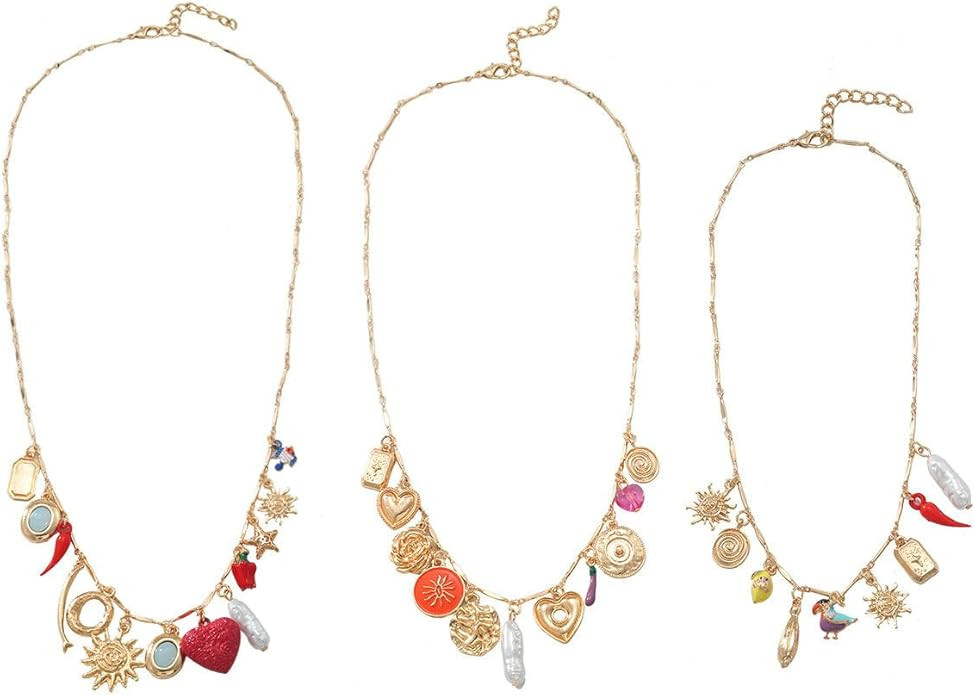 Summer Bohemian style heart-shaped bird chili multi-layer necklace European and American collarbo... | Amazon (US)