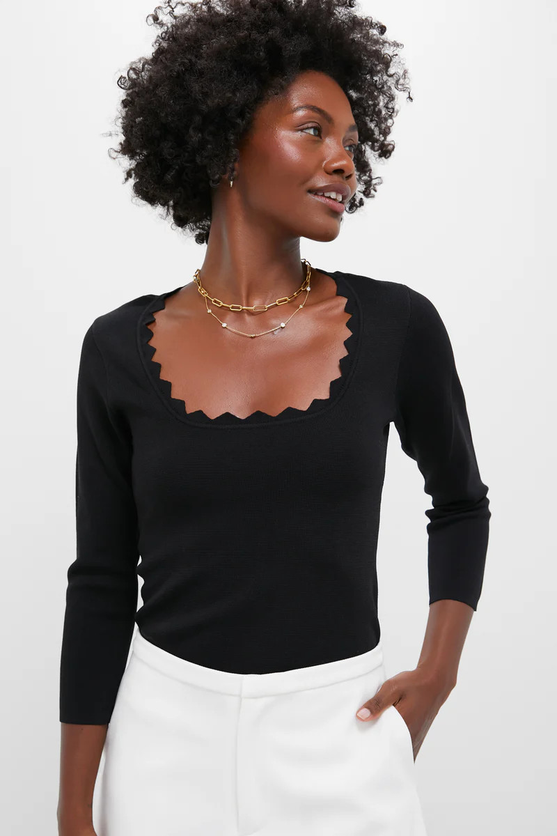 Black Ric Rac Long Sleeve Compression Top | Tuckernuck (US)