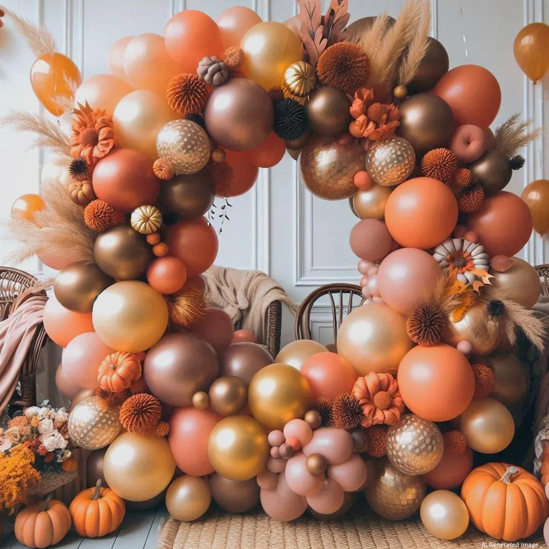 Caramel Latte Collection Thanksgiving Fall Autumn Balloon Garland Arch Kit With Rust Orange Blush... | Etsy (US)