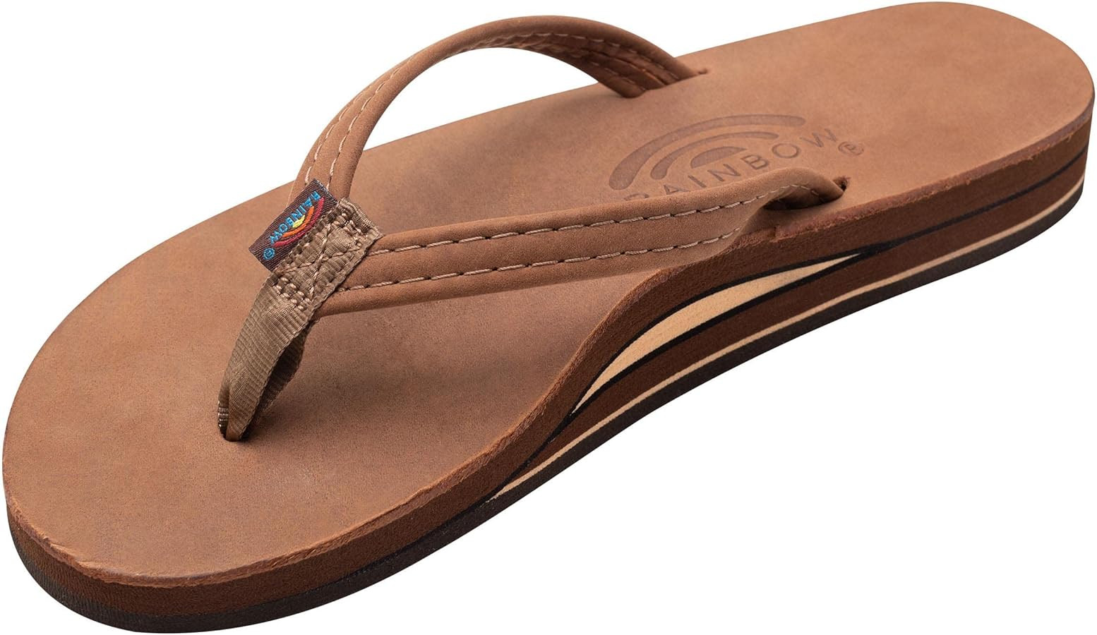 Rainbow Sandals Women's Double Layer, Narrow Strap, Leather Sandals w/Arch | Amazon (US)