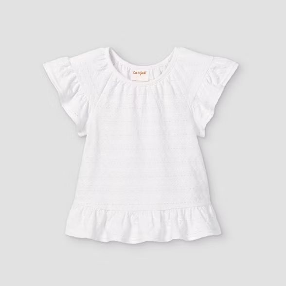 Toddler Girls' Eyelet Short Sleeve Blouse - Cat & Jack™ White | Target