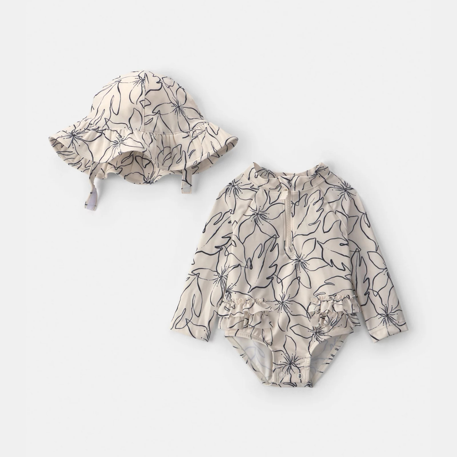 Baby Girl Carter's 2-Piece Floral Rashguard Swimsuit & Hat Set, Girl's, Size: 12 Months, Floral Print | Kohl's
