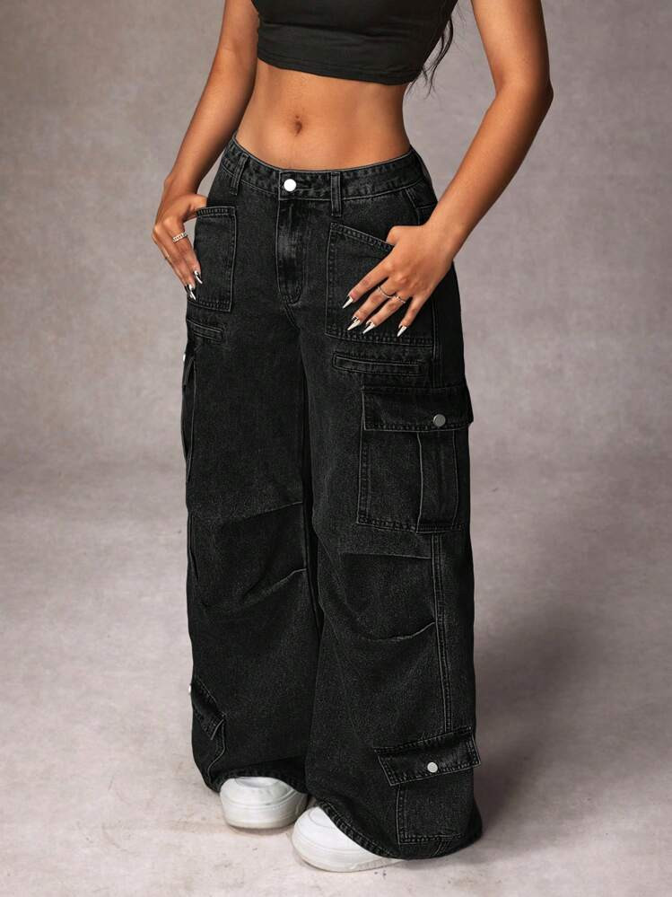 Women's Solid Color Casual Denim Jeans, Fashionable For Daily Wear | SHEIN