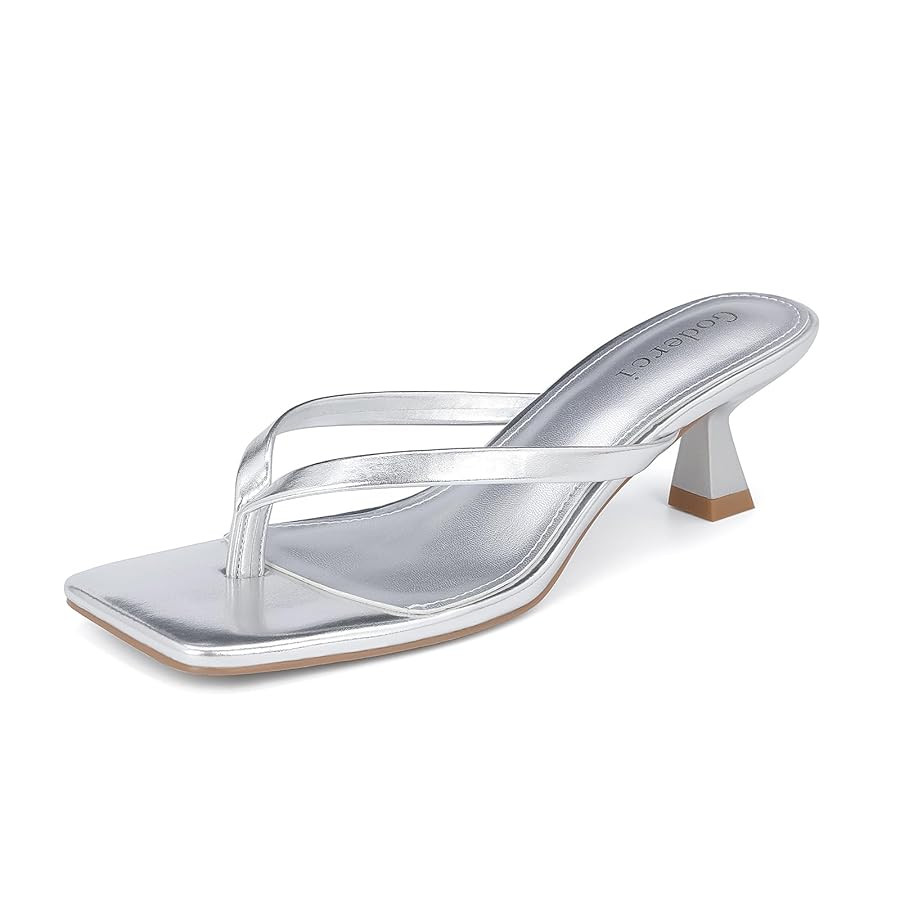 Kitten Flip Flop Thong Low Heels for Women Square Open Toe Slip On Heeled Sandals | Amazon (US)