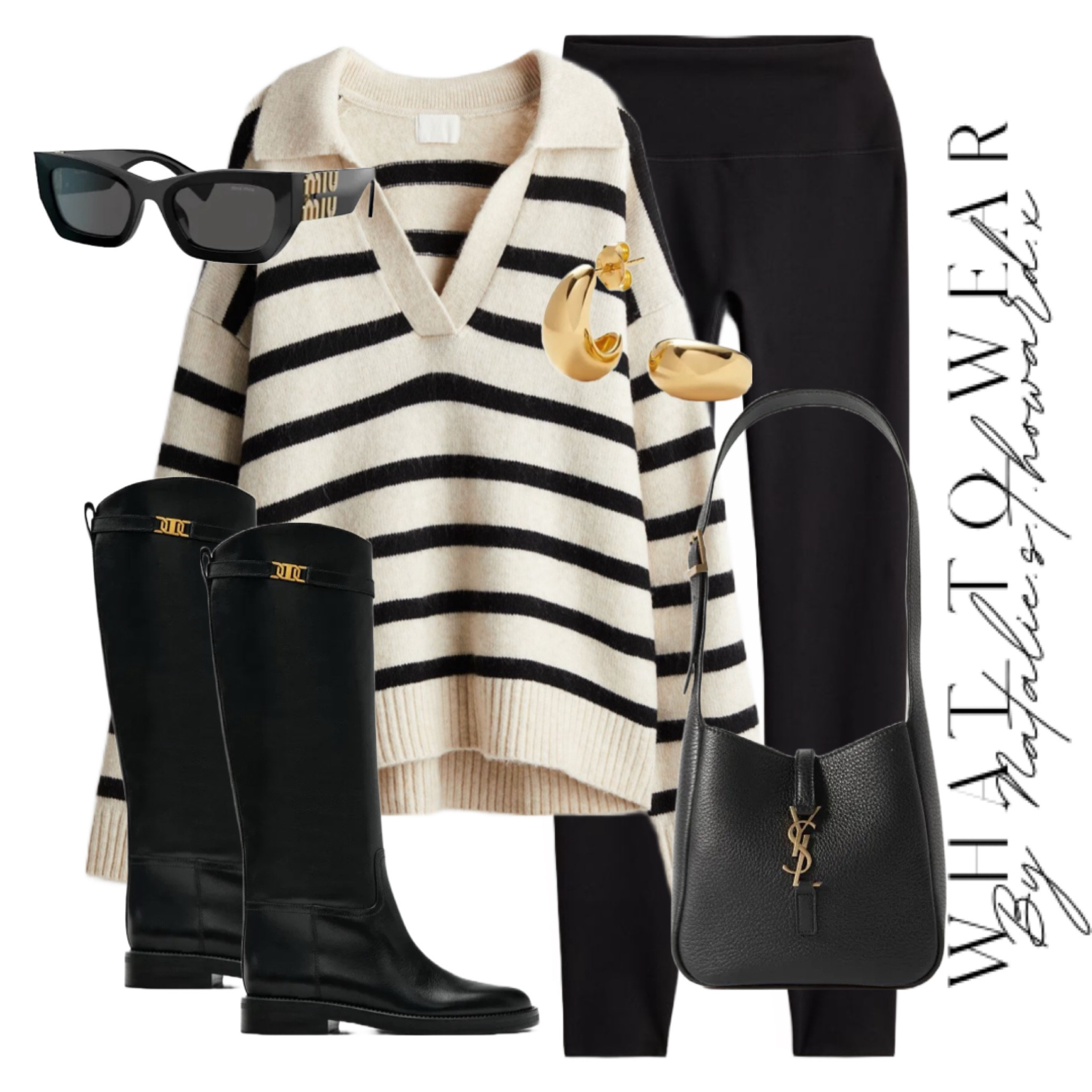 Dressing up leggings with a striped knit and riding style boots and classy accessories . Comfy but still chic 🤍

#LTKuk #LTKautumn #LTKstyletip