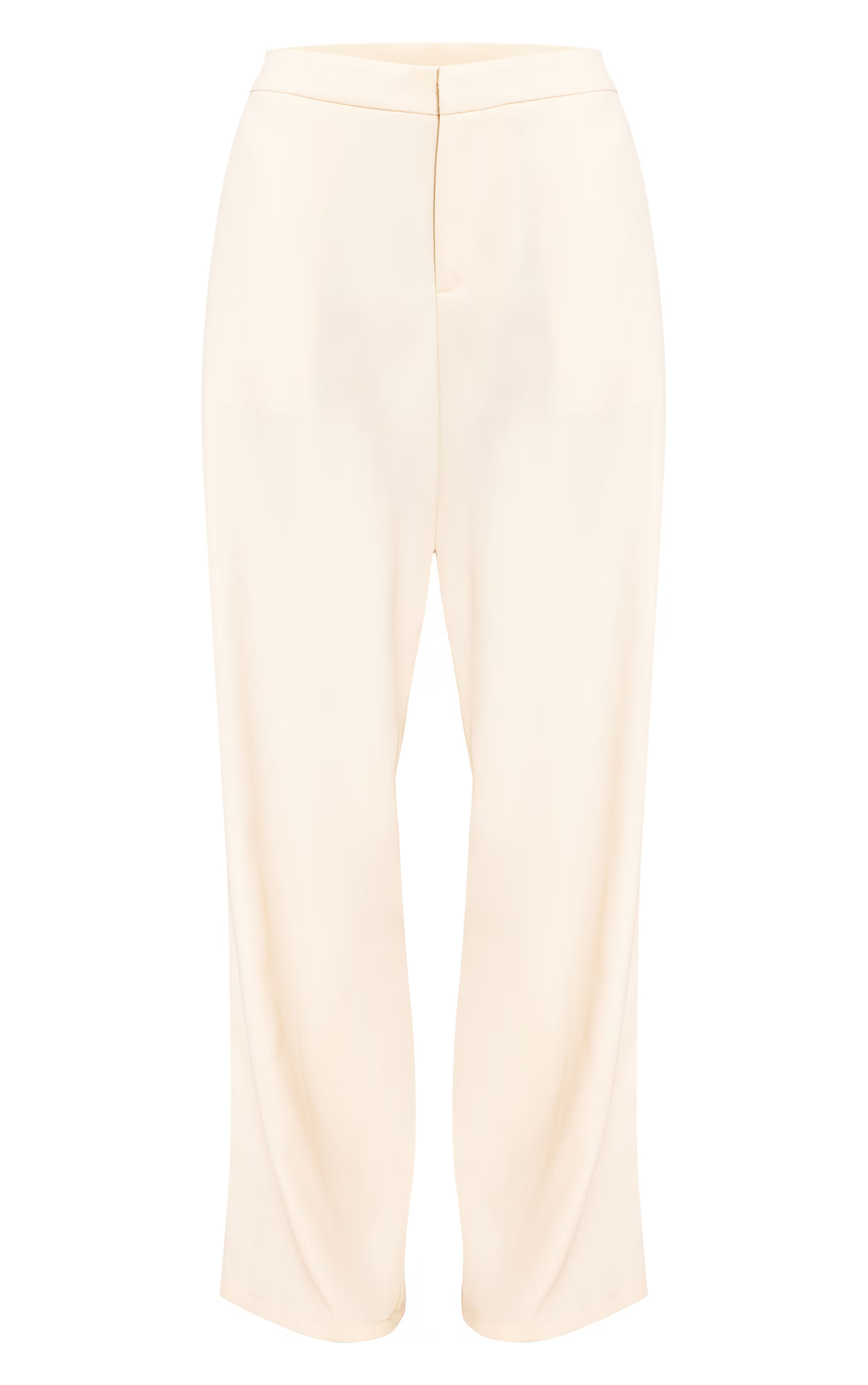 Butter Cream Woven Tailored Straight Leg Trouser | PrettyLittleThing UK