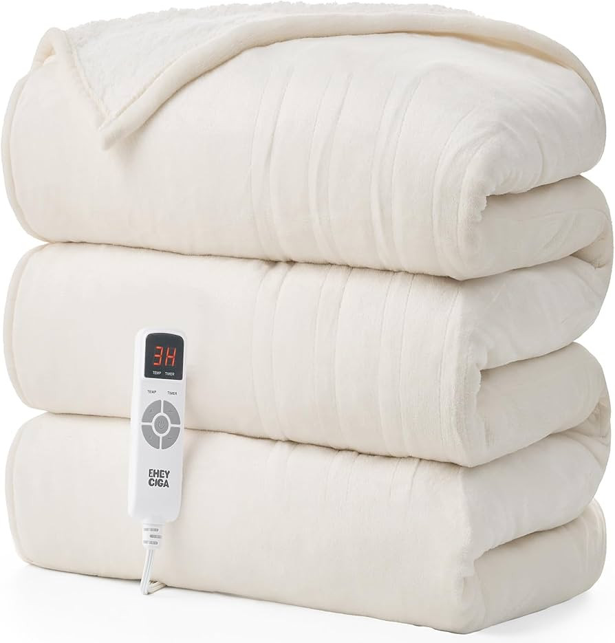 EHEYCIGA Heated Blanket Electric Blanket Throw - Heating Blanket with 9 Heating Levels & 10 Hours... | Amazon (US)